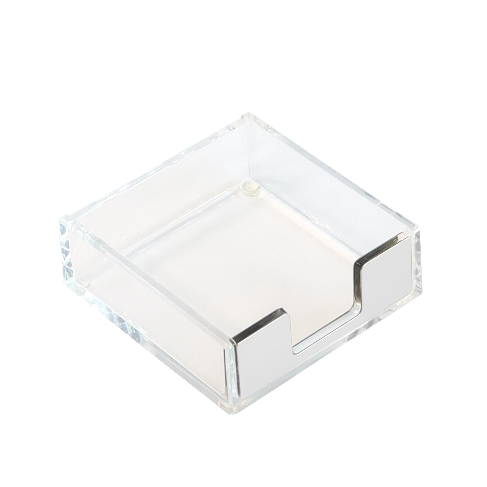 Acrylic Clear Sticky Notes Memo Pad Holder Cards Dispenser Clear Desk Silver Office Supplies Cute Notepad Holder: Silver Color