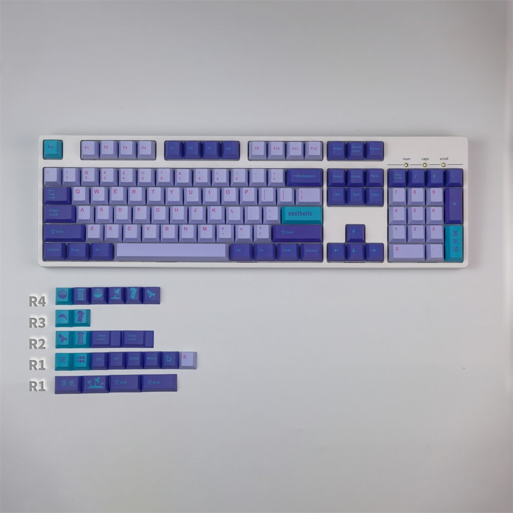 GMK Vaporwave Keycaps PBT DYE-Sublimation Mechanical Keyboards 124 Keys Cherry KeyCap For MX Switch GH60 64 68 84 87 104 Layout