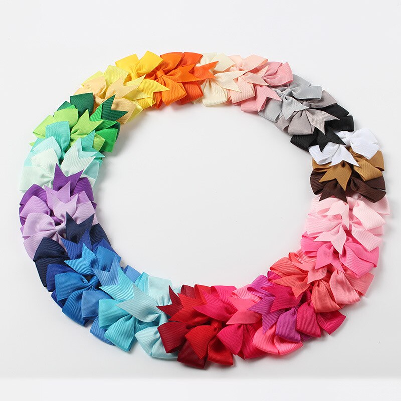 40 unids/lote 40 colores goma de pelo con lazo Clips horquilla de tienda de lazos del pelo Clip de pelo Headware Niños Accesorios para el pelo
