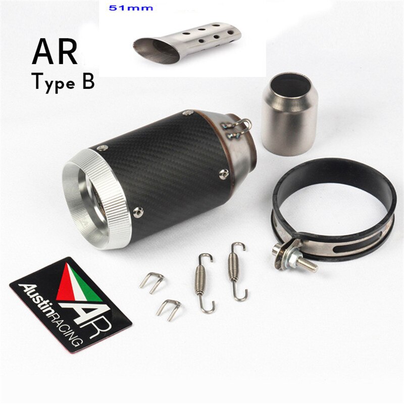 Tubo de escape de fibra de carbono para motocicleta, 51mm/60mm, Austin Racing tubo, escape de moto, pegatina AR: 50 mm HH