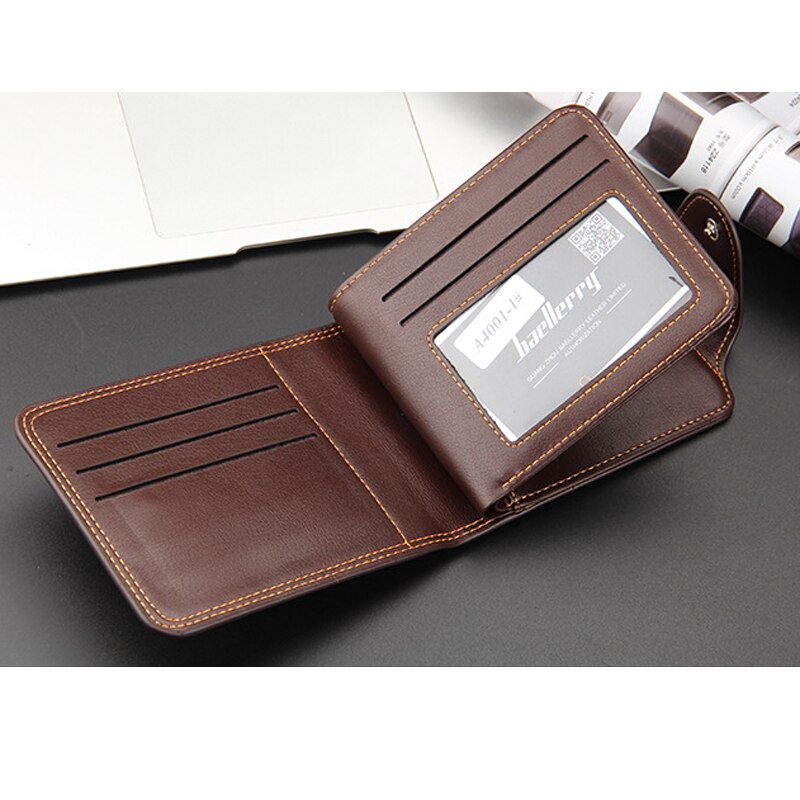 Baellerry Vintage Standard Men's Wallet Leather Trifold Short Wallets Card Holder Male Large Capacity Small Purse Carteira MW396