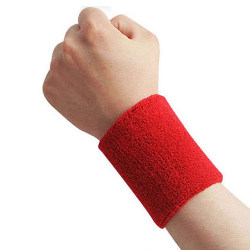 1pcs Sport Protect Wrist Sleeve Gym Sweatband Fitness Run Sweat Band 8*7.5 CM: Red