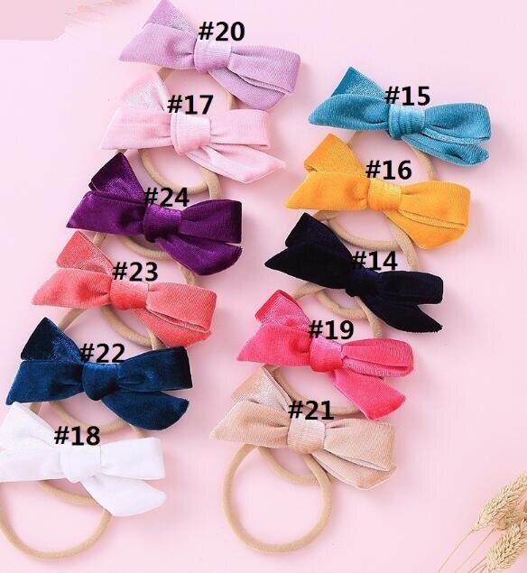 Baby Meisje Hoofdband Fluwelen Pasgeboren Bow Head Band Baby Dunne Nylon Hoofdbanden Zachte Haarband Peuter Lente Zomer Haar Accessoires