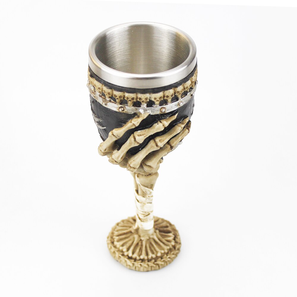 Gothic Wine Goblet Contain Dragon Claw Viking Skeleton Retro Stainless Steel&amp;Resin Wine Glass BEST Halloween Bar Drinkware