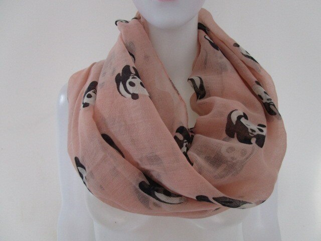 Foxmom – foulard tendance gris bleu Panda, écharpe Infinity Animal, pour femmes: Rose