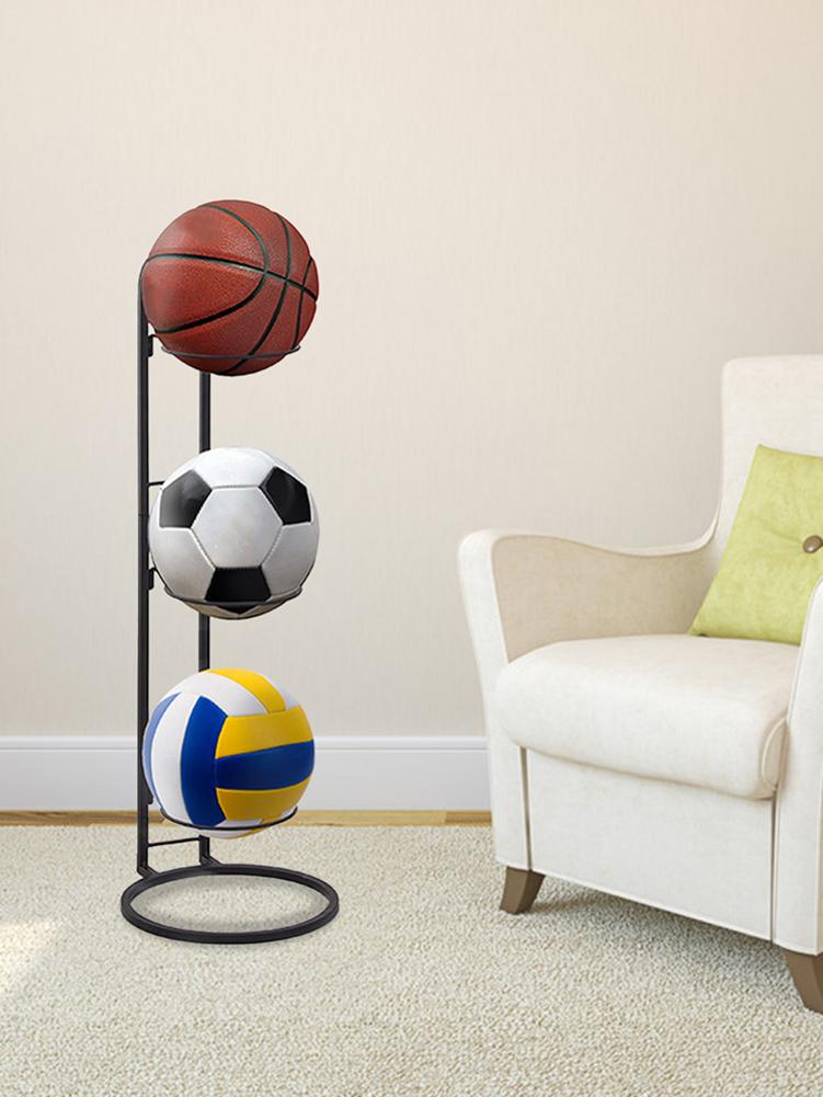 3 Stack Basketball Holder Vertical Ball Storage Rack Display Stand Layered Movable Ball Storage Rack Basketball Rack