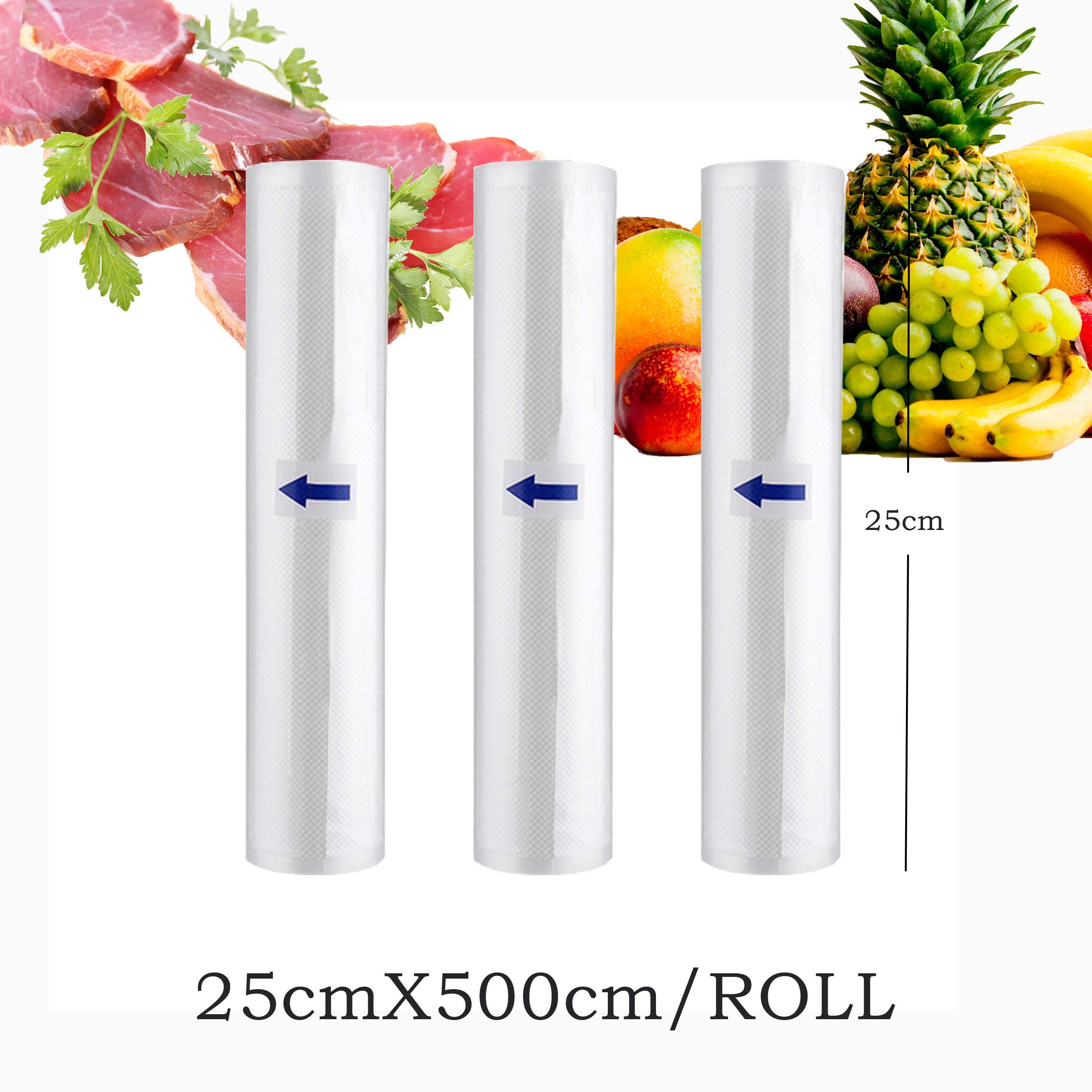 3 Rolls/Lot Leven Keuken Voedsel Vacuümzak Opslag Tassen Voor Vacuum Sealer Voedsel Verse Lang Houden 12 + 15 + 20 + 25 + 28 Cm * 500 Cm