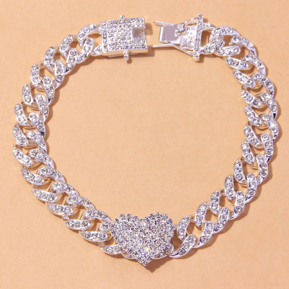 Stonefans Rhinestone Hjerte Cubansk Fodl nke Armb Grandado stonefans-rhinestone-hjerte-cubansk-fodl-nke-armb-grandado