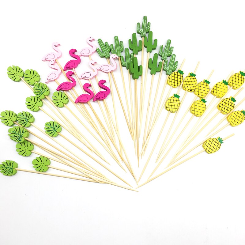 100 stk 12cm flamingo hjerte perle bambus plukke buffet cupcake frukt gaffel fest dessert salat pinne cocktail spyd til bryllup