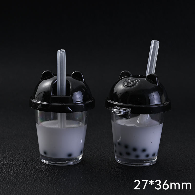 10Pcs Cute Colorful Milk Tea Milkshake Bottle Straw Acrylic Charms Drinks Beverage Pendant for Jewelry Making Necklace
