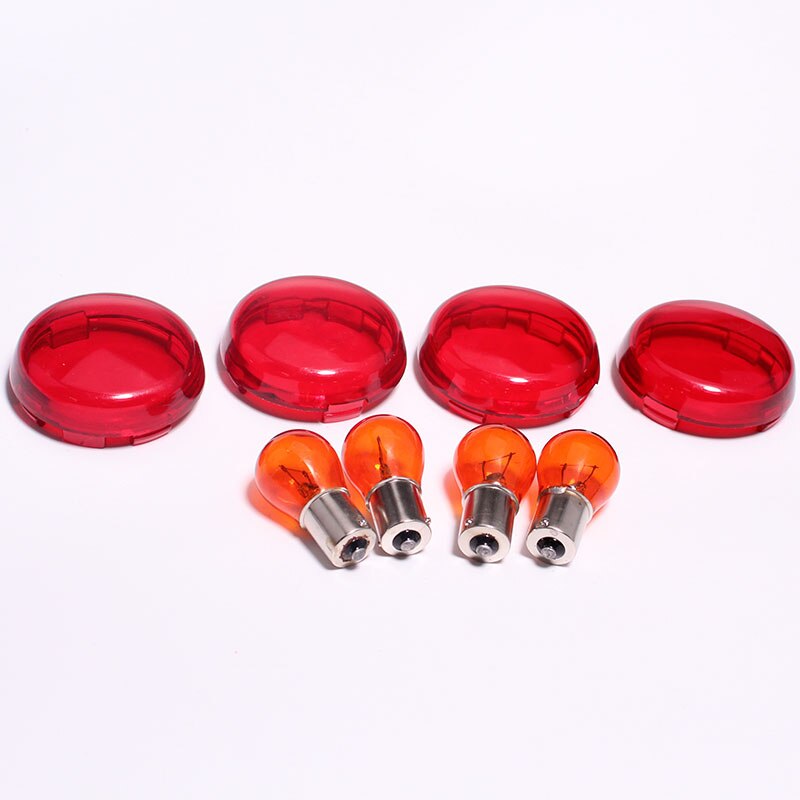 Couvercle de clignotant à 4 lentilles rouges avec ampoule, pour Harley Sportster 883 1200 XL Glide Dyna Fatboy Road King