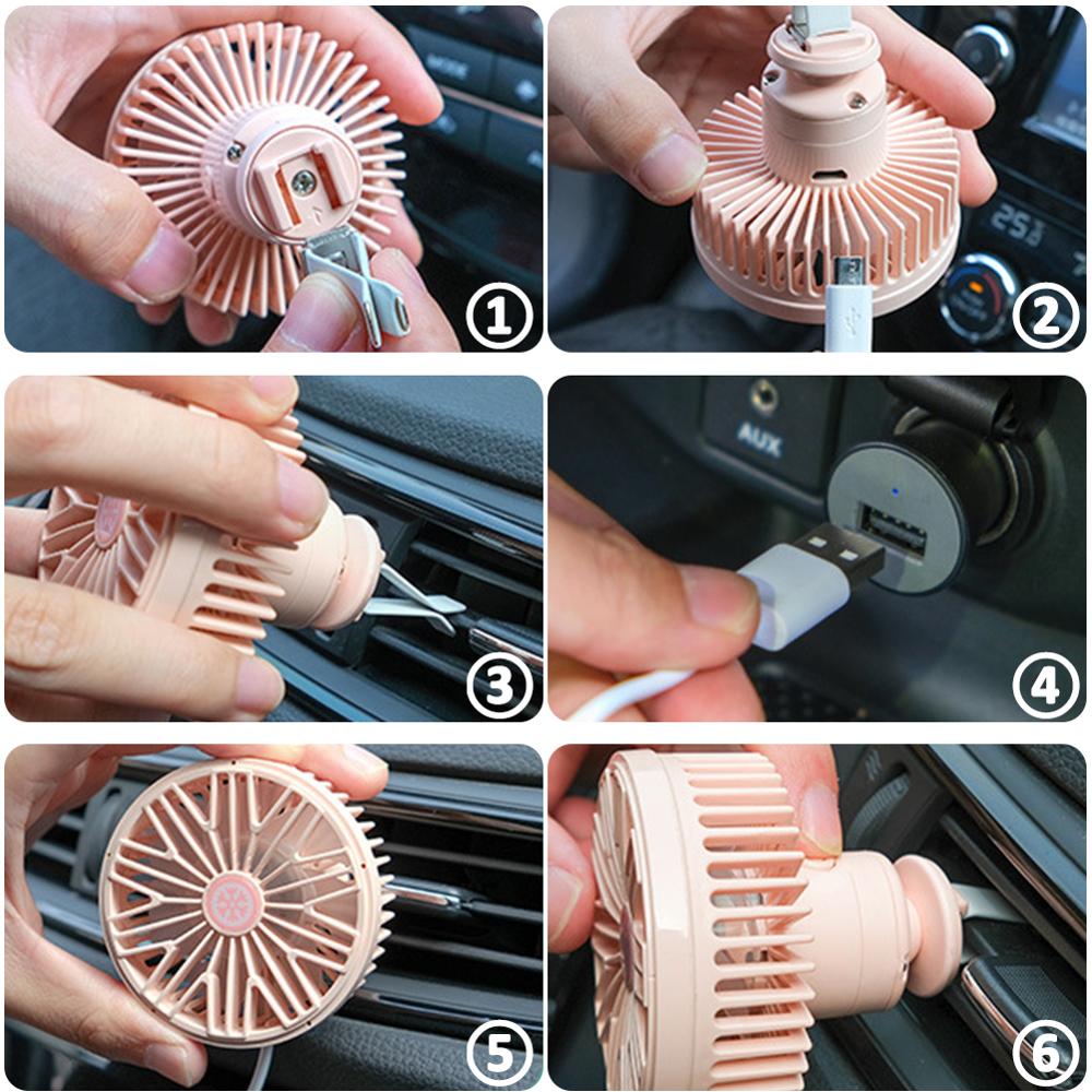 Car Outlet Fan 360 Degree Rotating Car Air Vent Fan Car Cooling Accessories Swing Fan Car Interior Accessories Auto Backseat Fan