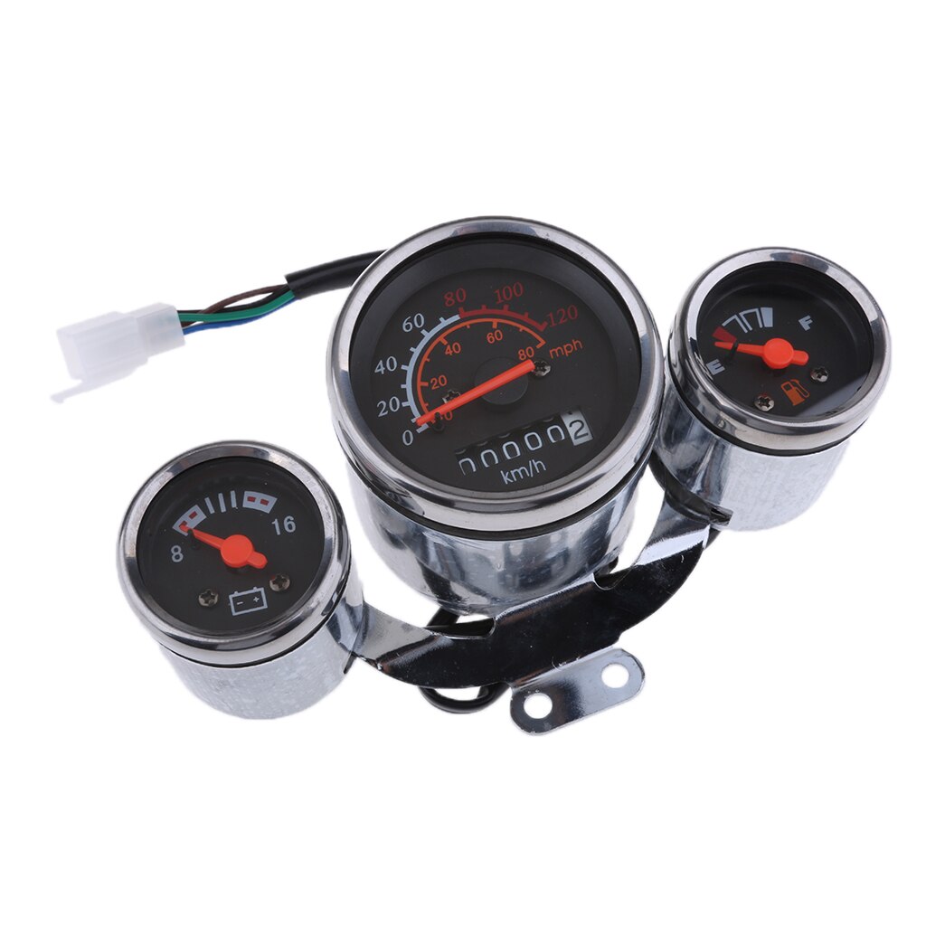 Retro Style Scooter Moped Speedometer Gas Gauge 12V 0-80 Mph, 0-120 Km / H