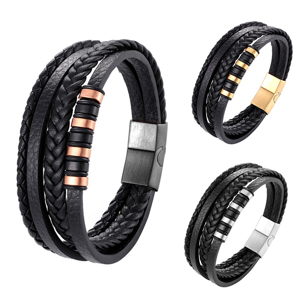 neue Faux Leder mehrschichtig Geflochtenen Seil Manschette Armreif Armbinde Schmuck Für Männlich Weiblich Armbänder Schmuck