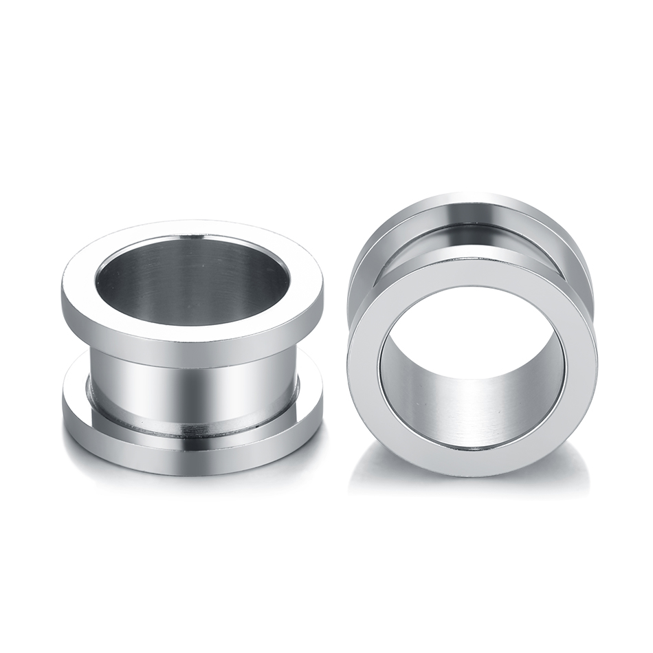 2 uds dilatadores de oreja de acero túneles de carne para expansión de orejas 1,6mm-30mm expansores de oreja tornillo ajuste enchufe pendientes joyería