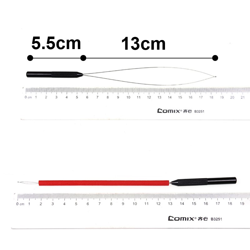 1pc Saltwater Fishing Bobbin Threader Stainless Steel Wire Baiting Drill Needles Fishing Rigging Threading Tools Black