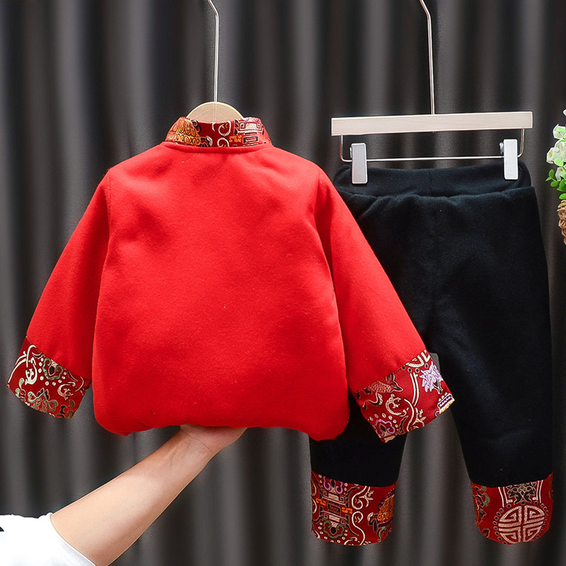 Jungen Traditionellen Chinesischen Stil Hanfu Tang Anzug Kinder Mädchen Qipao Cheongsam Kleid Neue Jahr Stickerei Tops Mäntel Orientalischen Kleidung