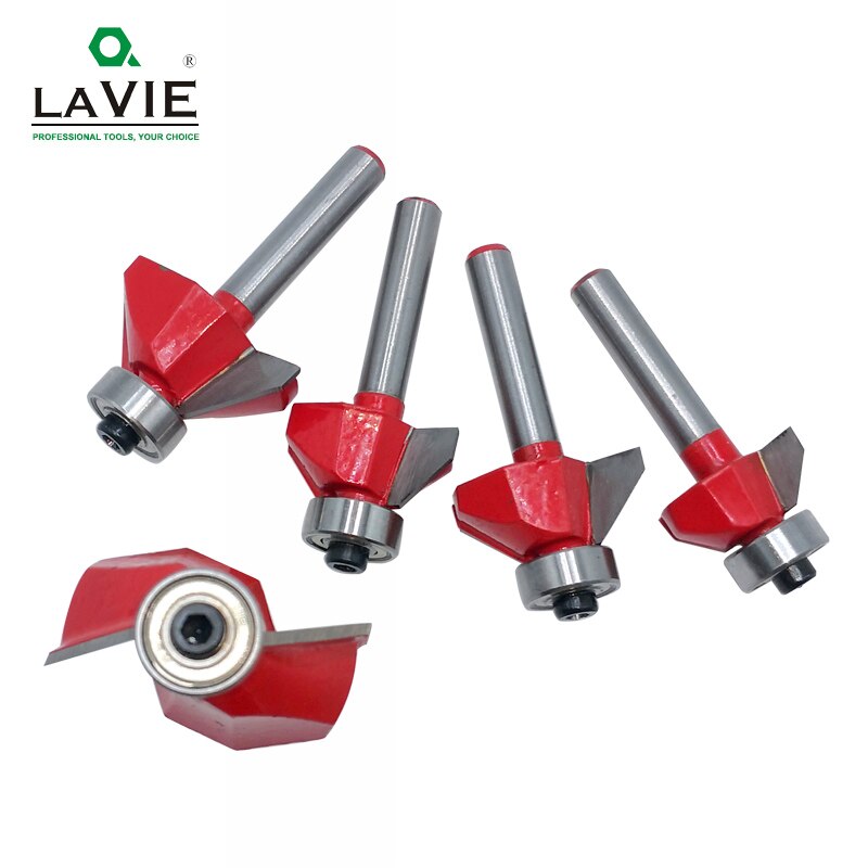 LAVIE 1pc 6mm 6.35mm Shank 45 Graden Afschuining Router Beetje Edge Vormen Bevel Houtbewerking Frees voor hout Bits MC01130