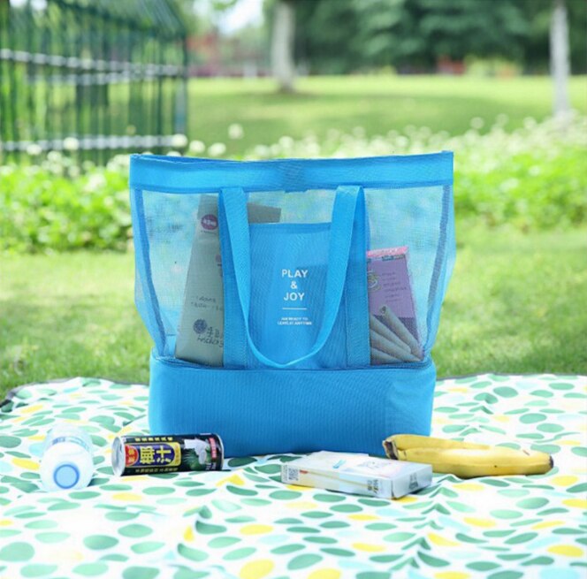 Strand isolatie zak dubbele isolatie pack outdoor picknick tas mesh ijs zak