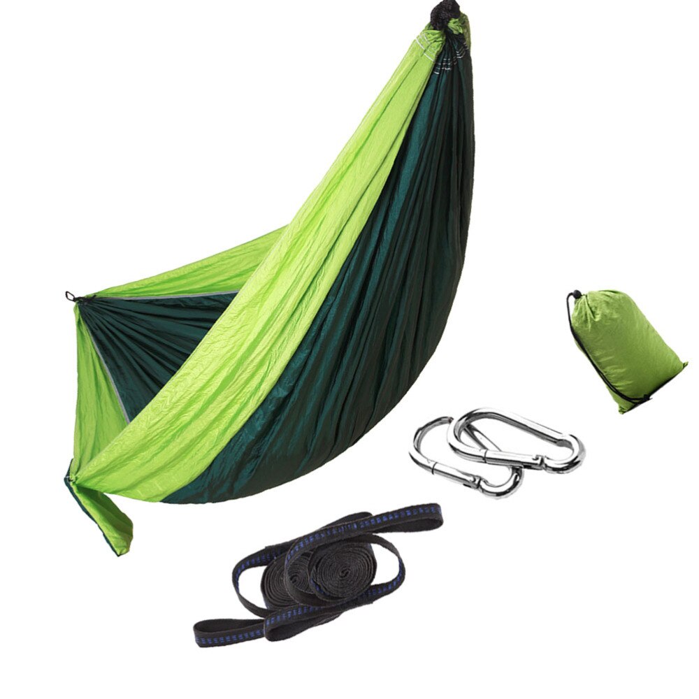 1 sæt hængekøje camping enkelt dobbelt person rejse udendørs rem swing teltpose hængende seng stål spænde hængekøje