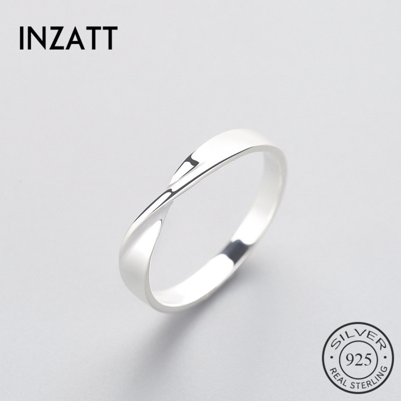 INZATT OL Minimalist Geometric Wave Ring Real 925 Sterling Silver Fine Jewelry For Charm Women Birthday Party Accessories