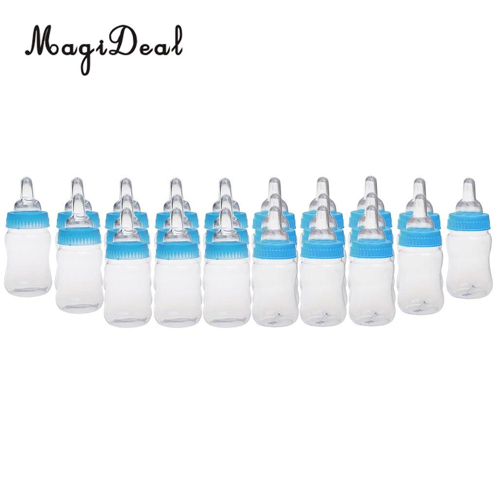 Magideal 24 stk/mye melkflasker godteri flasker dåp dåp baby dusj fest favoriserer rosa/blå: Blå