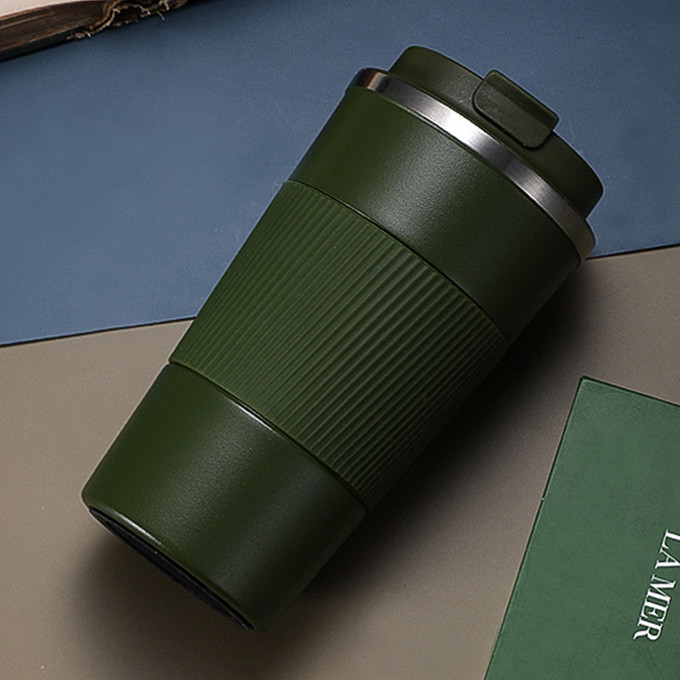 Double Stainless steel Coffee Mug Thickened Big Car Thermos Mug Travel Thermo Cup Thermosmug For 510/380ML Thermos Flask: 380ml / Green  