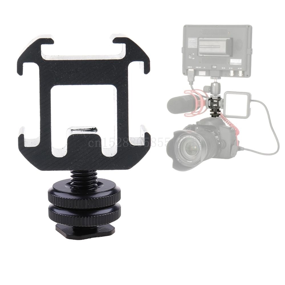 3 Shoe Mount Adapter Dual Screws Stand Holder for DSLR Camera Flash Light