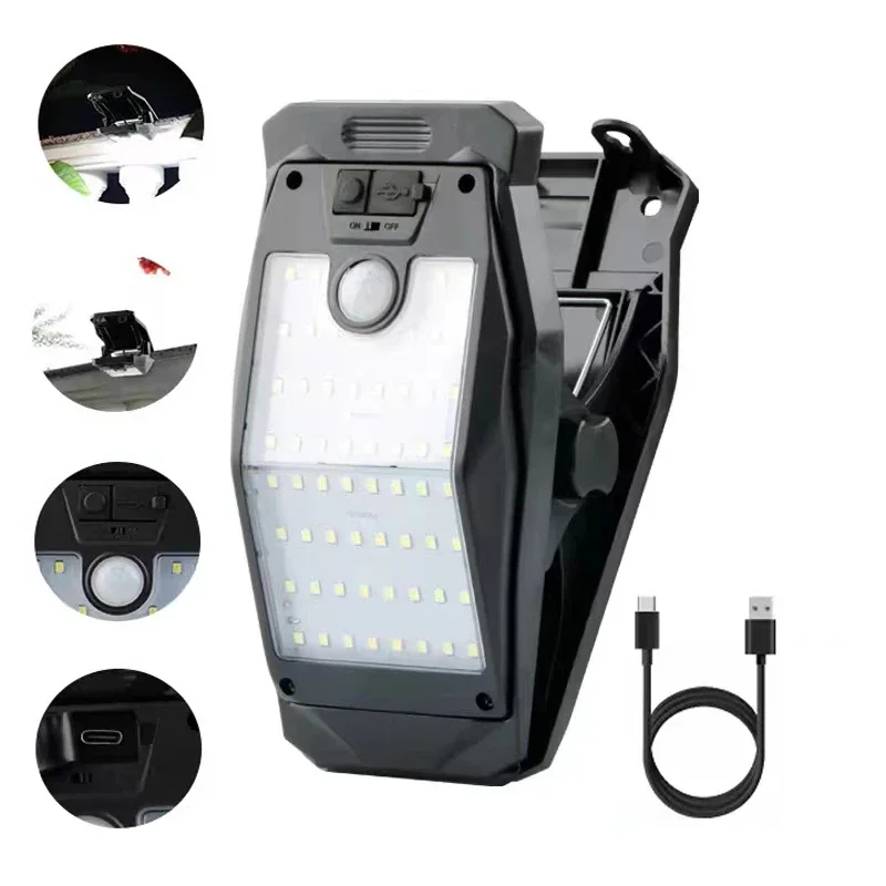 Clip On Solar Motion Lights Outdoor Waterproof,Solar Fence Lights Outside with 58 LEDs, Portable Solar Powered Security Light: 0-5W