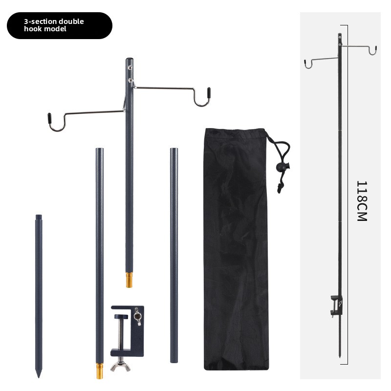 Camp Folding Light Stand Camping Equipment Outdoor Accessorie Portable Desktop Light Pole Bracket Lighting Hanging Light Bracket: black