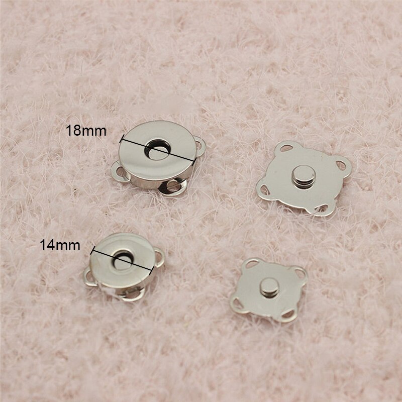 10 st magnetknapp magnetisk handväska spännen stängning sömnad knapp plånbok kläder handväska spänne väska tillbehör 14/18mm: Silver- / 14mm