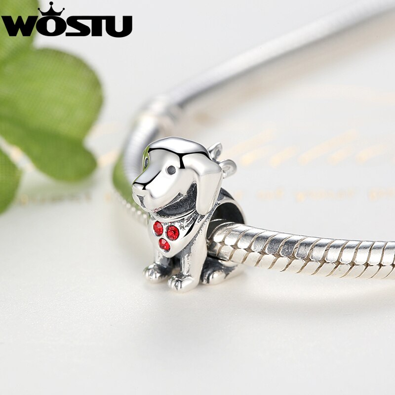 progettista 925 sterlina Argento Pavese Carino canna Labrador Branelli di Fascino in forma Originale WST Braccialetto Autentico Regalo Gioielli FAI DA TE CQC016