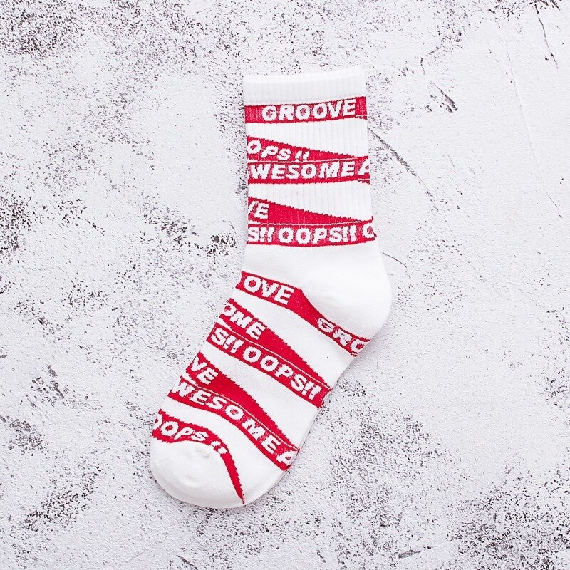 Outdoor Sport Socks Knitted Letter Non-slip Basketball Bicycle Compression Socks Streetwear Hip Hop Skateboard Baseball Sock: White 03