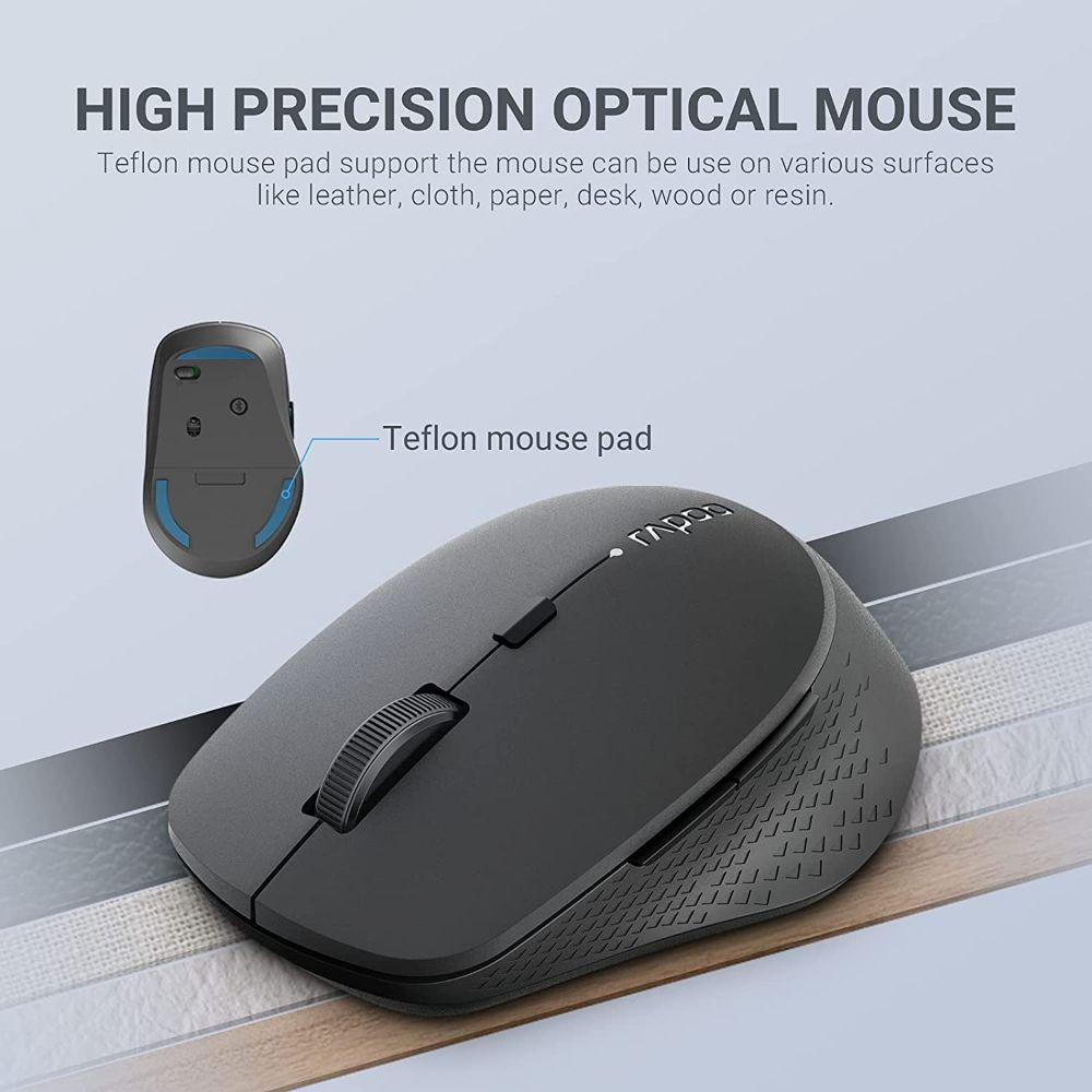 Rapoo M300G Silent Wireless Mouse Multi-mode Bluetooth Mouse Portable Optical Mice with Ergonomic Support up to 3 Devices