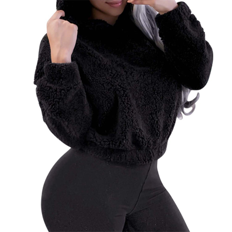 Hiver coréenne oreilles d'ours mignon sweat à capuche ample moelleux à capuche sweat à manches longues haut solide pull vêtements pour les femmes