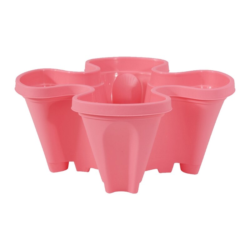 Macetas apilables con agujeros de drenaje, maceta de plástico para flores, Permeable, creativa: Pink