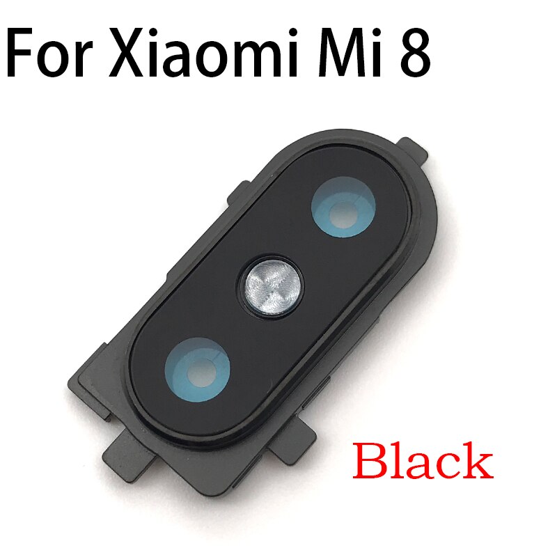 Tylna szyba aparatu dla Xiaomi Mi 6 Mi6 M6 Mi 8 Mi8 Mi 9 Mi9 Lite SE tylna kamera szklany obiektyw z ramką dla Redmi Note 8 Pro: Mi 8 Black
