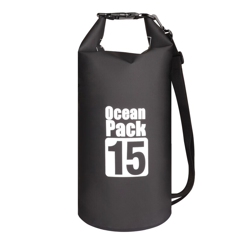 15L bolsa seca impermeable bolsa paquete rollo de compresión superior para nadar al aire libre kayak Canoeing río Trekking bote: 15L Black