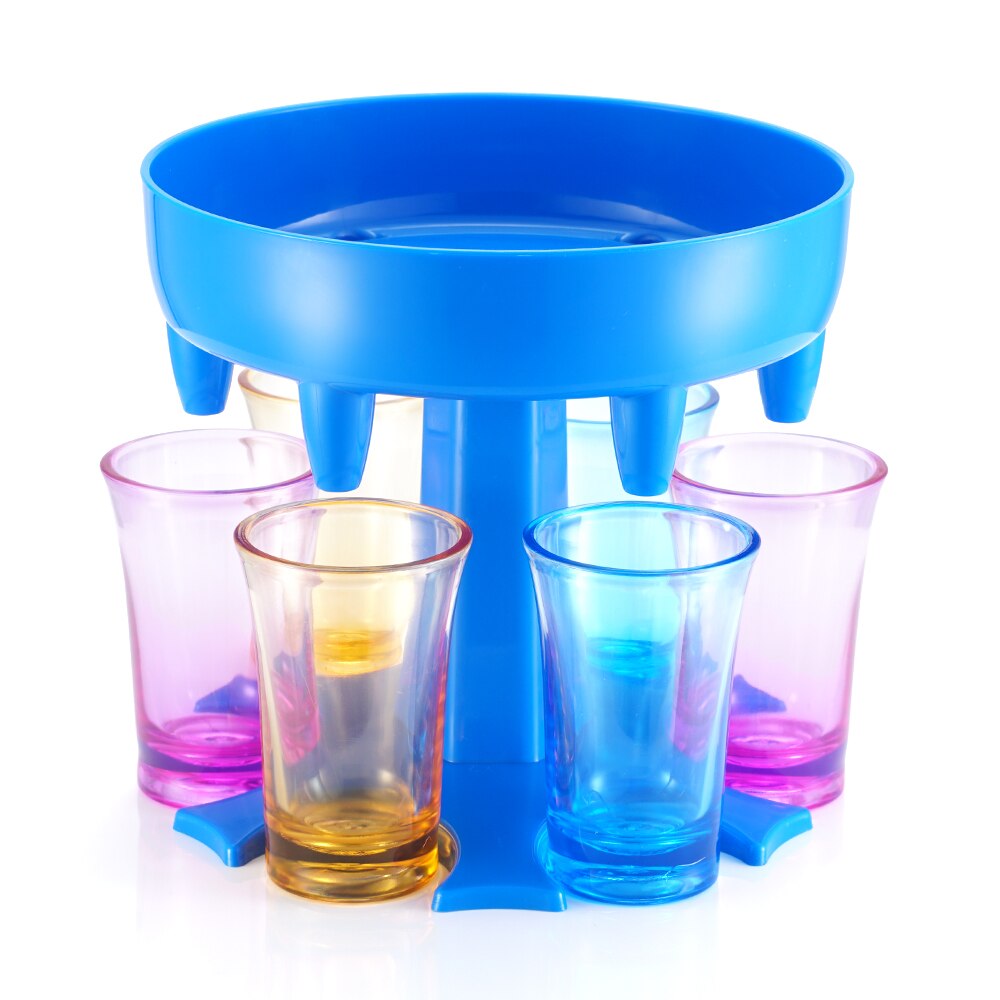 6 Shot Glass Dispenser Holder Wine Glass Rack Cooler Beer Beverage Dispenser Shot Buddys Party Bar Accessories: Blue-Set B