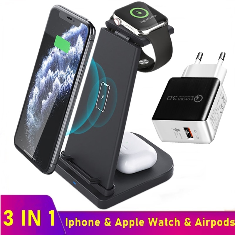Tongdaytech 3in1 Qi Snelle Draadloze Oplader Voor Apple Horloge 5 4 3 2 1 Opladen Houder Dock Station Voor Iphone 8 Pus Xs 11 Pro Max