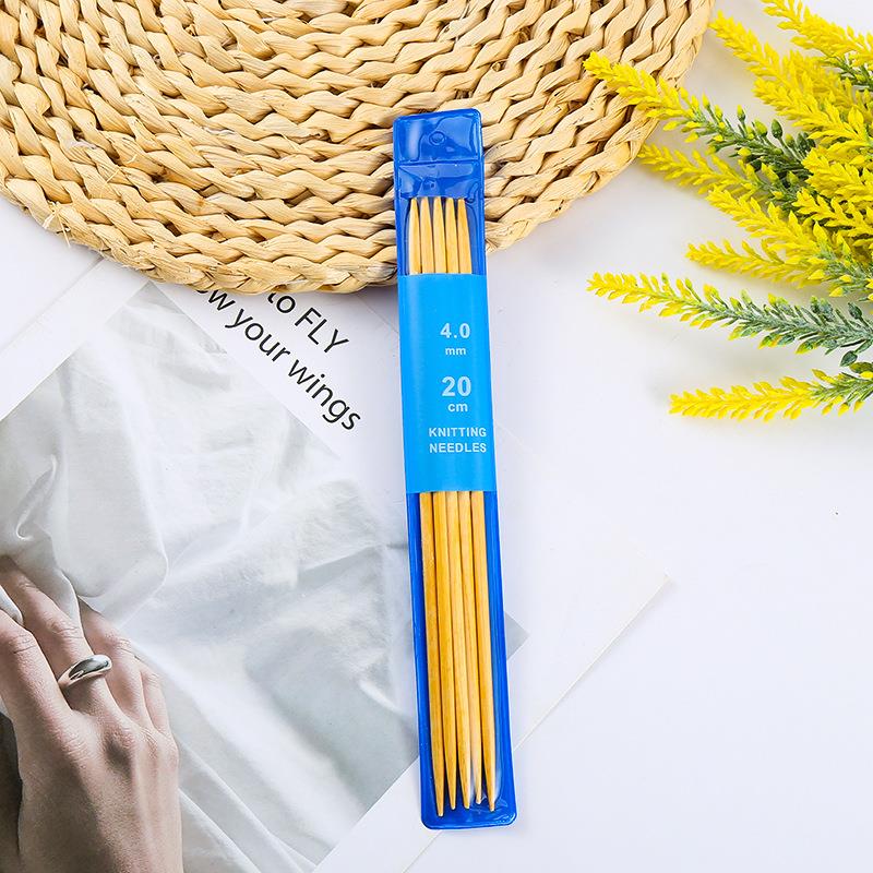 Agujas de tejer rectas de doble punta, gancho de ganchillo de bambú, suéter DIY, calcetines, herramientas de tejer, tamaño 2-5mm, 20cm, 5 unids/set