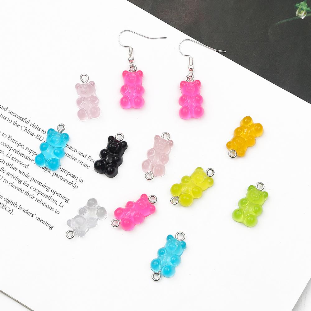 Heißer 8/10 stücke Süssigkeit Bär Nette Harz Reize DIY Patch Erkenntnisse Gummy Ohrringe Keychain Halskette Anhänger Schmuck Dekor Zubehör