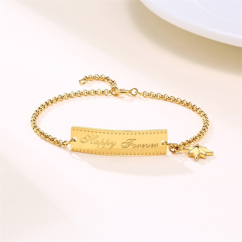 FELICE per SEMPRE CATENA BRACCIALE in ACCIAIO INOSSIDABILE etichetta ID di IDENTIFICAZIONE BRACCIALETTI per LE PICCOLE POLSO O LE DONNE