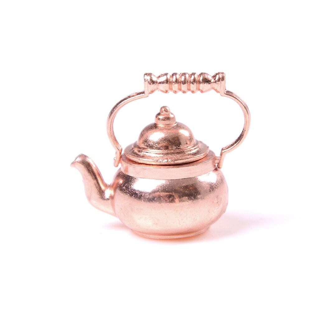 1/12 Dollhouse Classic Toys Miniature Copper Tea Kettle/Tea Pot /cups Pretend Play Furniture Toy for Miniature Kitchen Accessory