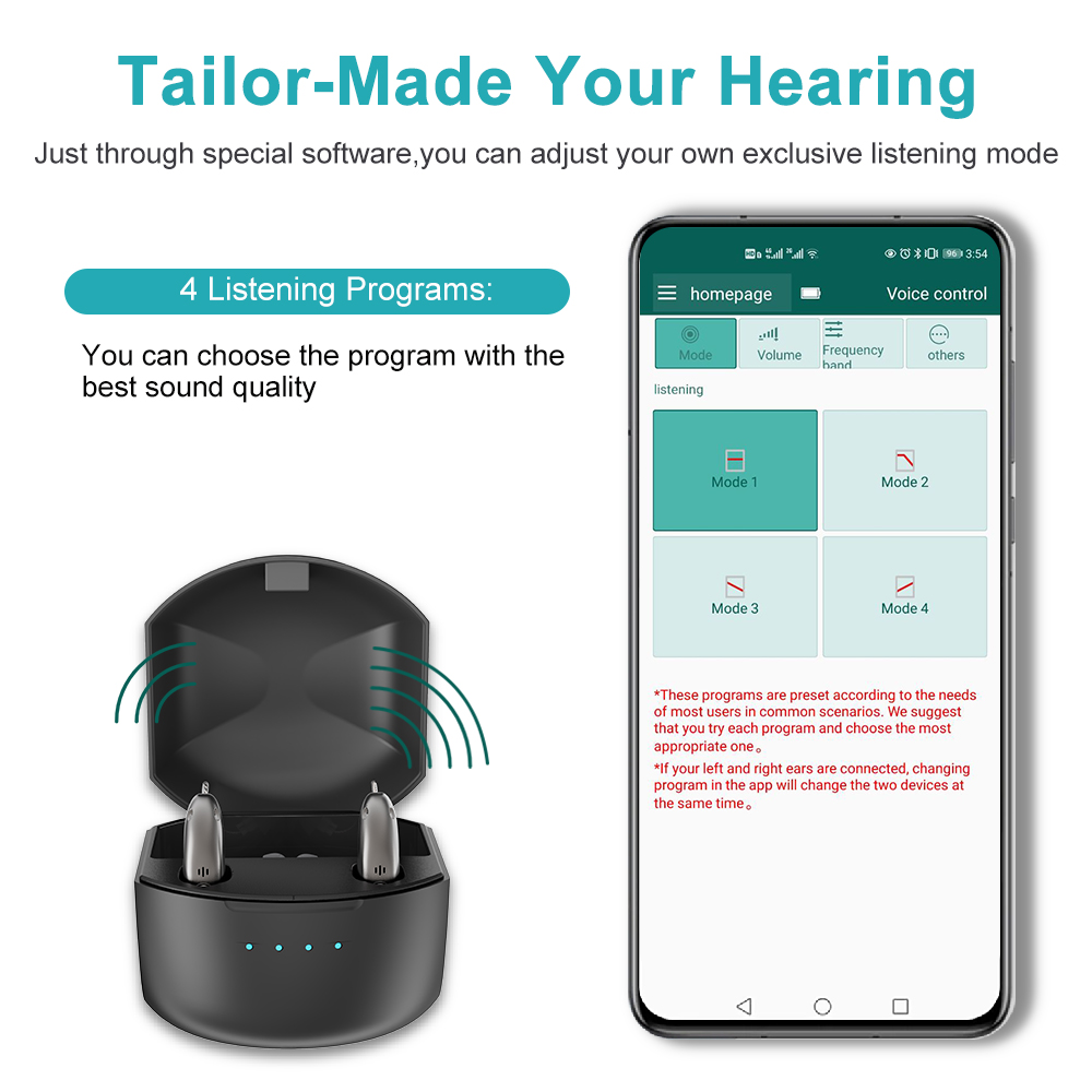 Aide auditive numérique BTE Rechargeable, Volume réglable, Mini amplificateur de son pour personnes âgées, Portable