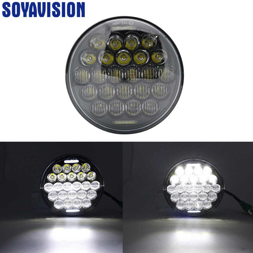 Black 5-3/4" Round Angel Eye LED H4 Headlight 5.75 inch Headlamp For Harley Dyna Low Rider Sportster Softail Breakout FXSB Super