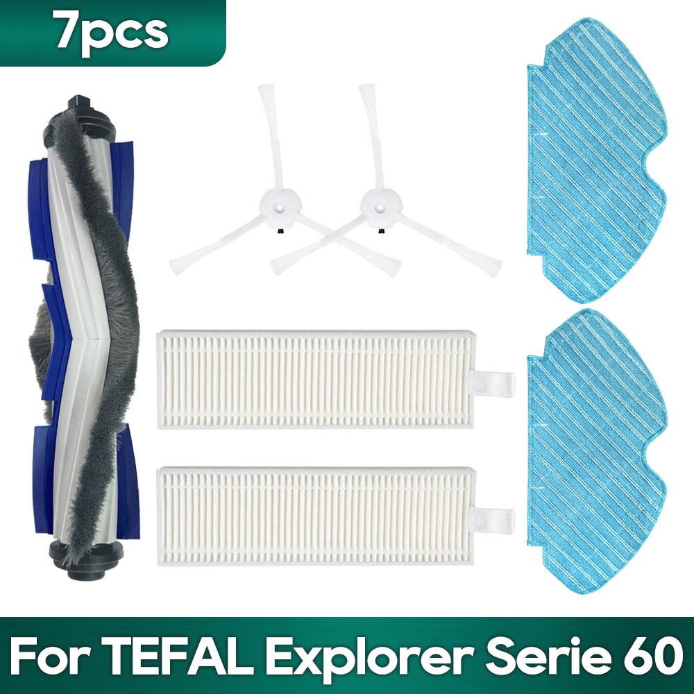 For TEFAL Explorer Serie 60 / RG7447 / RG7455 / RG7447wh / RG7455WH Robot Vacuum Spare part Accessories Brush Filter Mop: light green