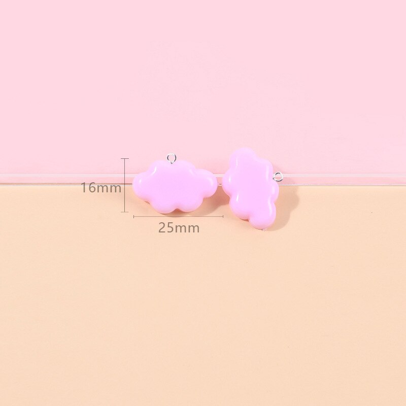 10 stück niedliche harzanhänger, glänzend weiße wolken, Reize für schmuckherstellung, aufnäihr, diy-bastelarbeiten, schlüsselanhänger, ohrring-accessoires  c879: Mit haken rosa