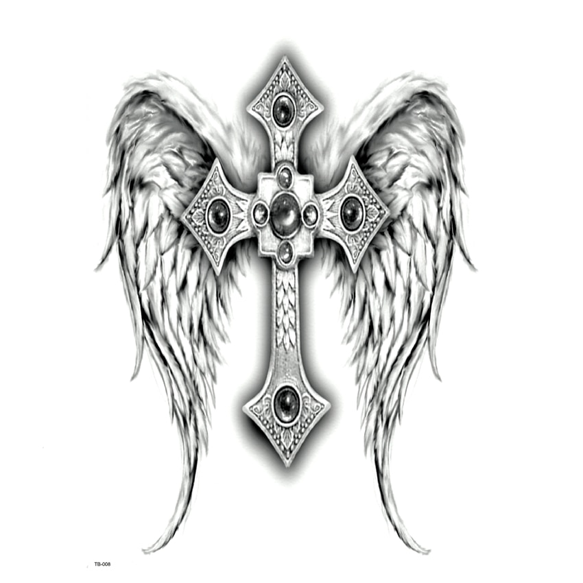 Volledige Back De Cross Waterdichte Tijdelijke Tattoo Mannen Vrouwen God's Wings Body Art Grote De Flash Tattoo Ontwerpen Maquiagem Tatoos