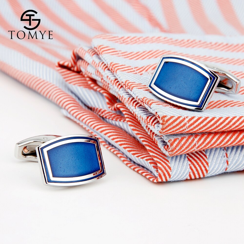 Tomye Blauw High End Business Enamel Manchetknopen Studs Custom XK19S011